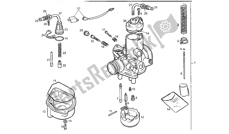 Toutes les pièces pour le Carburateur du Derbi GPR 50 R Export 1997