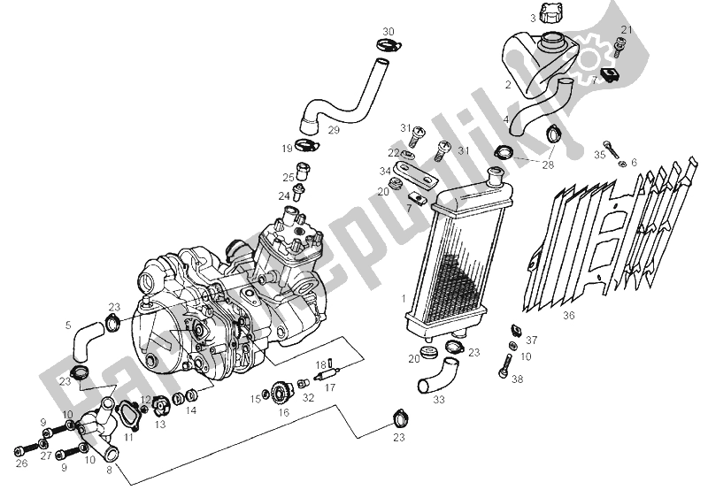 Todas las partes para Sistema De Refrigeración de Derbi Senda 50 SM DRD Racing E2 3A Edicion 2004