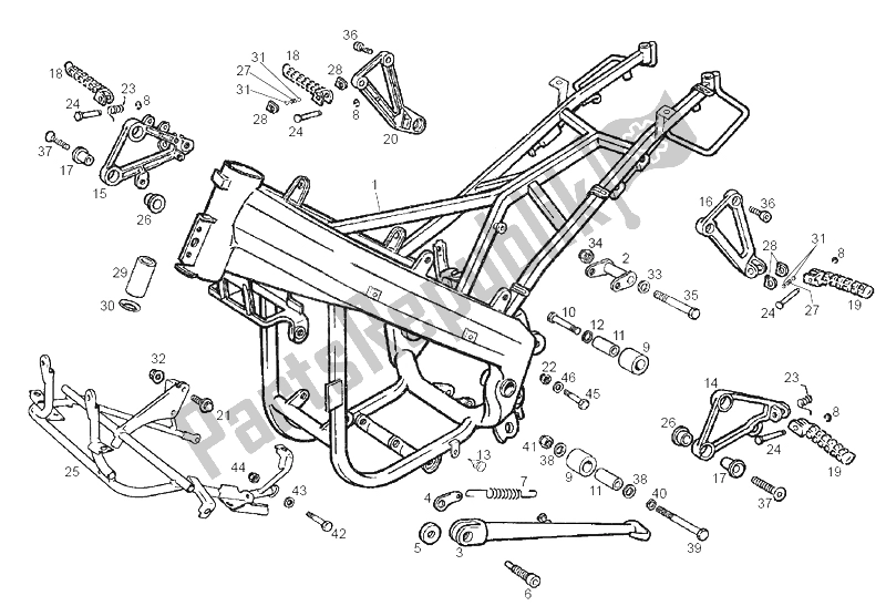All parts for the Central Stand of the Derbi GPR 50 Racing 2A Edicion 2002