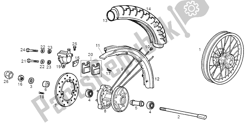 Todas las partes para Rueda Delantera de Derbi Senda 50 SM Export Market 2000