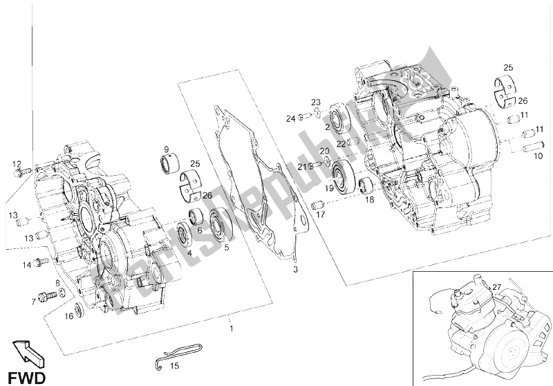 All parts for the Carters of the Derbi Terra 125 4T E3 2007