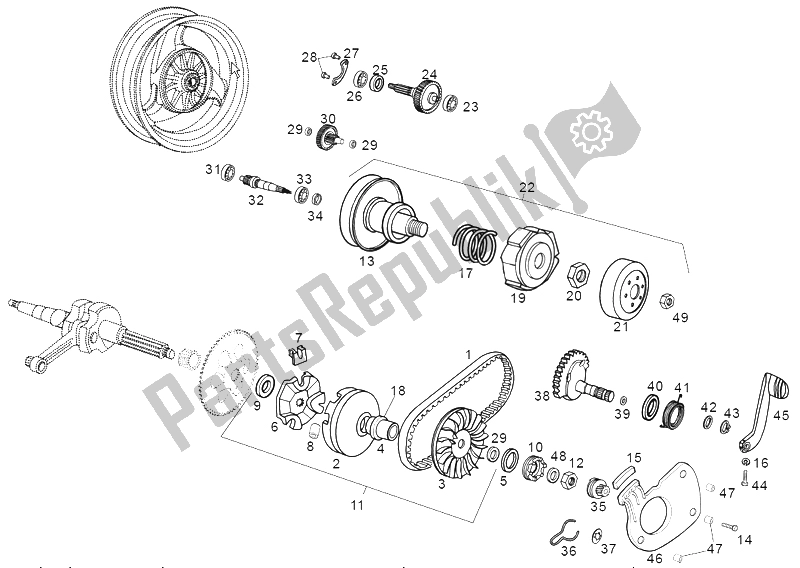 Todas las partes para Variador de Derbi Atlantis Red Bullet AIR 50 2001