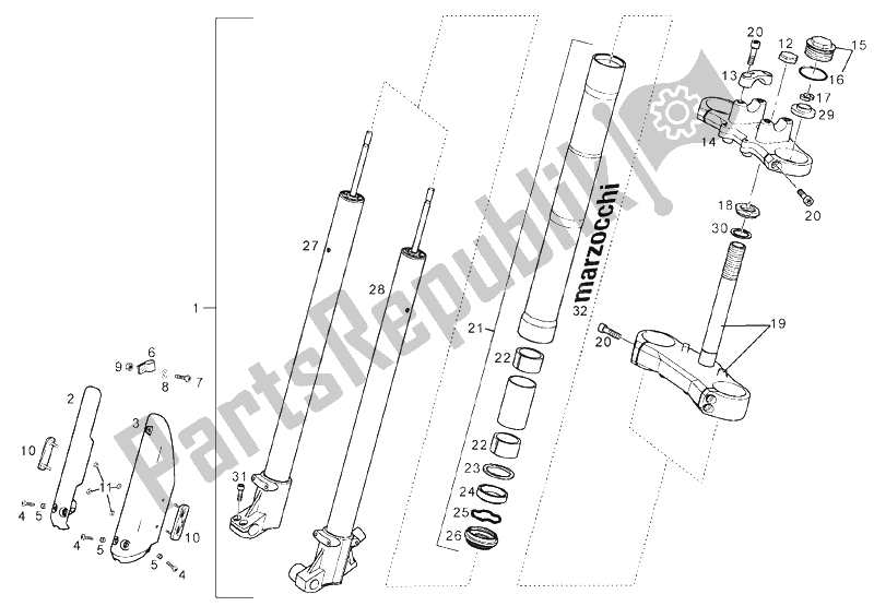 All parts for the Front Fork of the Derbi Senda 50 SM DRD PRO E2 2 VER 2005