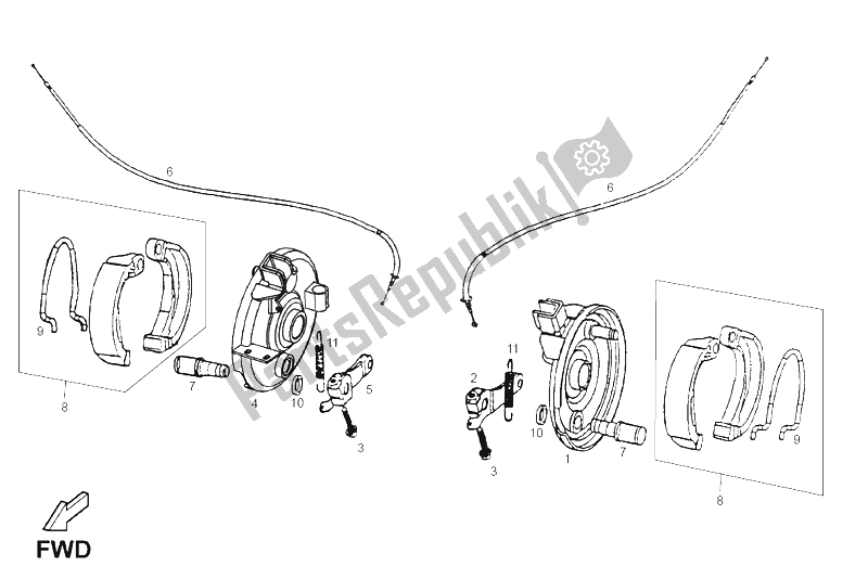 Tutte le parti per il Freno Anteriore del Derbi DFW 50 CC E2 2004