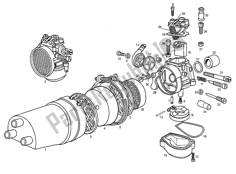 Todas as partes de Carburador do Derbi Variant Start Sport 50 1999