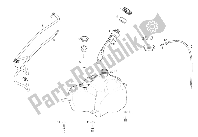 Tutte le parti per il Serbatoio Carburante (2) del Derbi Rambla 125 CC 250 E3 2007