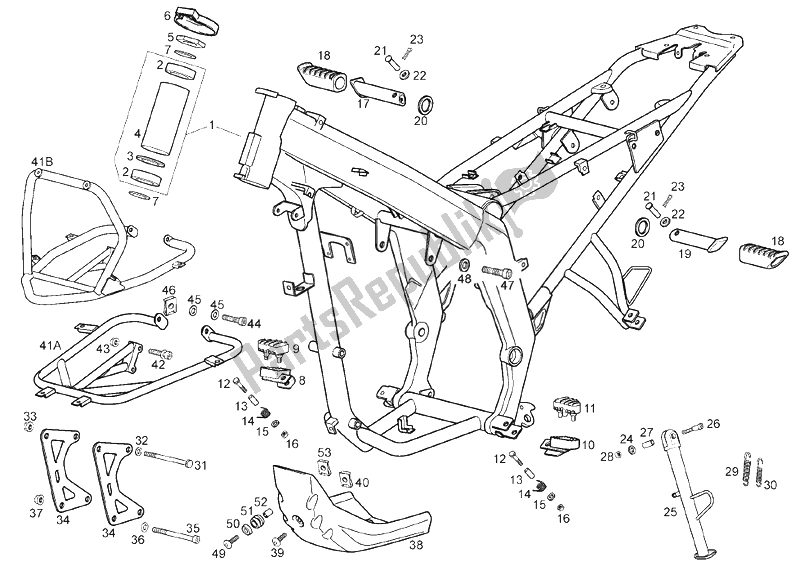 All parts for the Central Stand of the Derbi Terra Adventure E3 125 2008