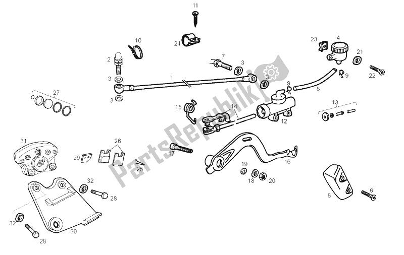 All parts for the Rear Brake of the Derbi Senda 50 SM Black DRD Edition 2005