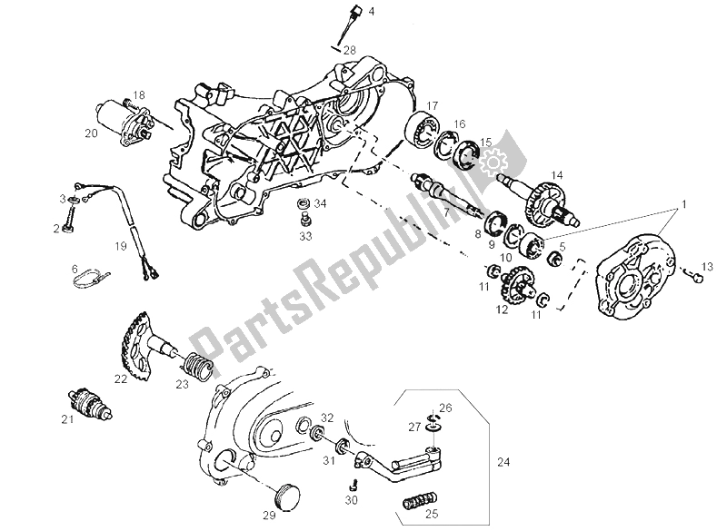 Tutte le parti per il Gruppo Di Avviamento del Derbi Atlantis O2 Bullet E2 2A ED 50 2003