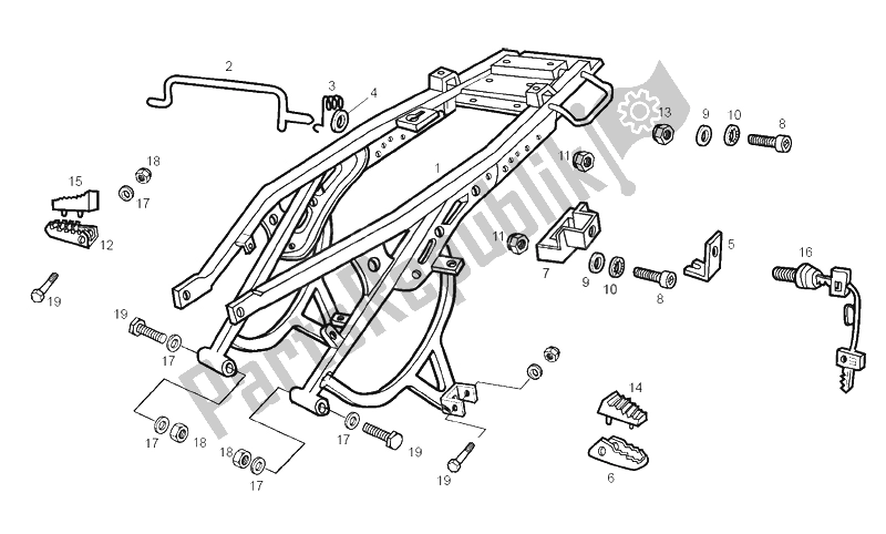 All parts for the Frame of the Derbi Senda 50 R Racer E1 2003