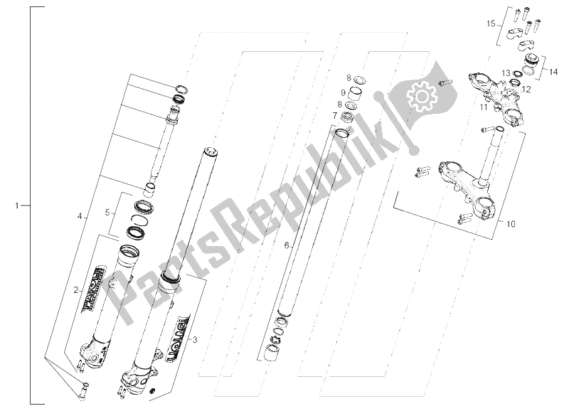 All parts for the Front Fork of the Derbi Senda 50 R Black Devil 2A Edicion 2003