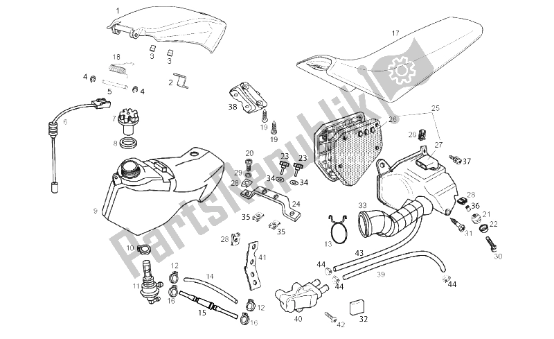 Tutte le parti per il Serbatoio - Air Box - Sella del Derbi Senda 50 SM DRD X Treme 2T E2 2010