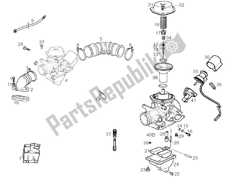 All parts for the Carburettor of the Derbi Boulevard 200 CC E2 2005