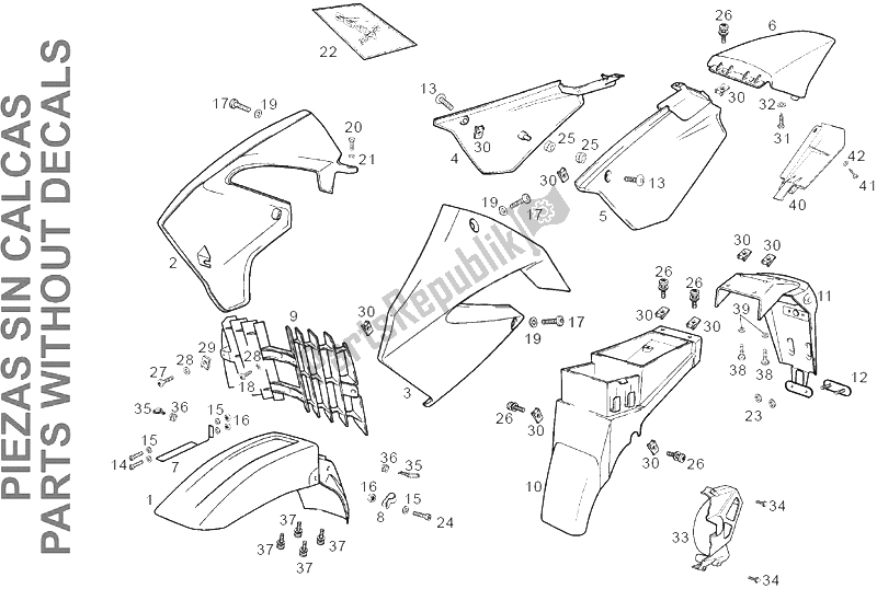 All parts for the Body of the Derbi Senda 125 SM 4T Baja E2 2006