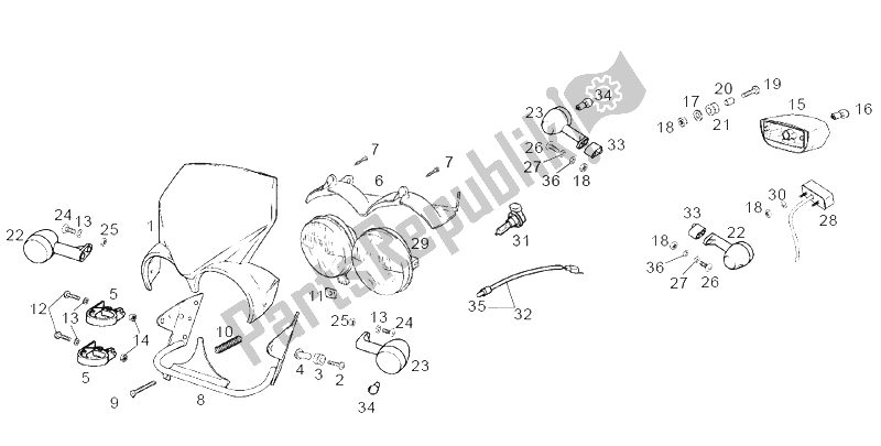 Todas las partes para Faro de Derbi Senda 125 R 4T E2 Y 2004