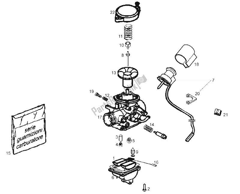 Tutte le parti per il Carburatore (2) del Derbi Atlantis 4T 50 CC E2 2007