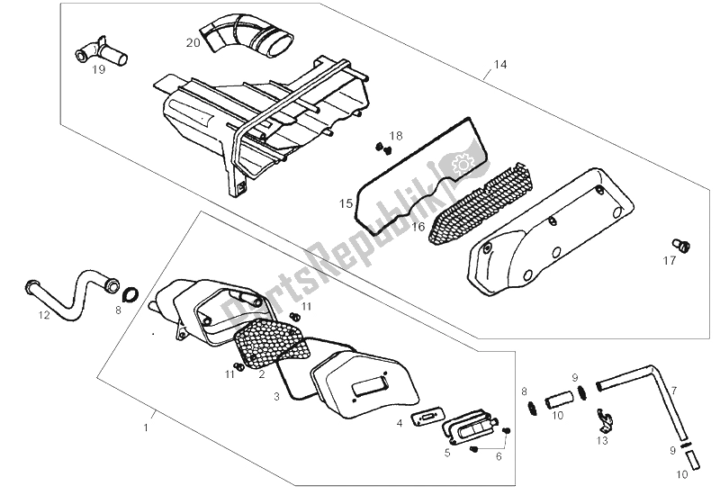 All parts for the Air Filter of the Derbi Atlantis Red Bullet E2 50 2003