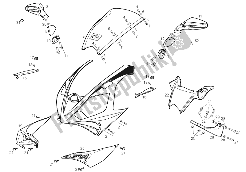 All parts for the Frame of the Derbi GPR 50 Replica Pesek E2 2007