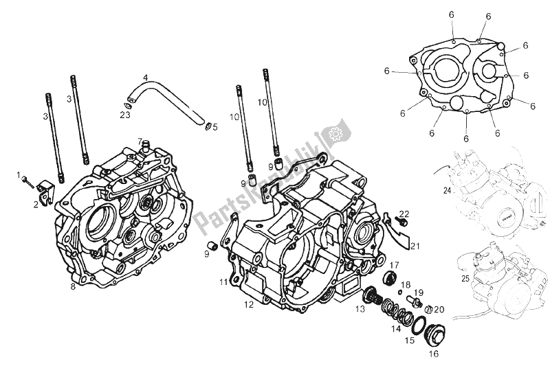 All parts for the Carters of the Derbi Senda 125 R 4T E2 Baja 2006