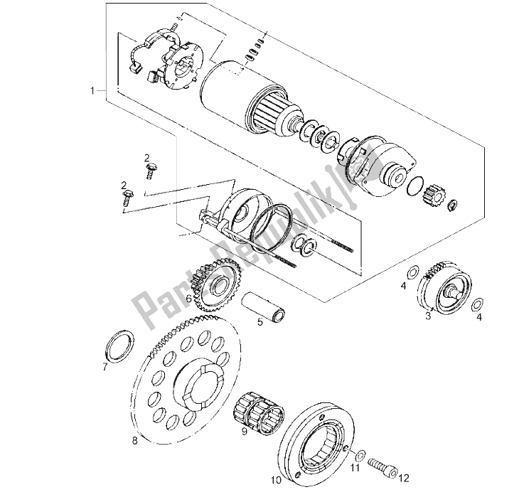 All parts for the Starter Motor of the Derbi Mulhacen 659 E2 E3 2006