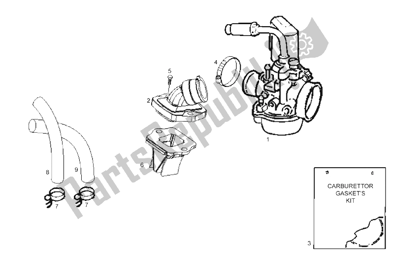 Tutte le parti per il Carburatore (2) del Derbi GP1 50 CC Open E2 2 VER 2006