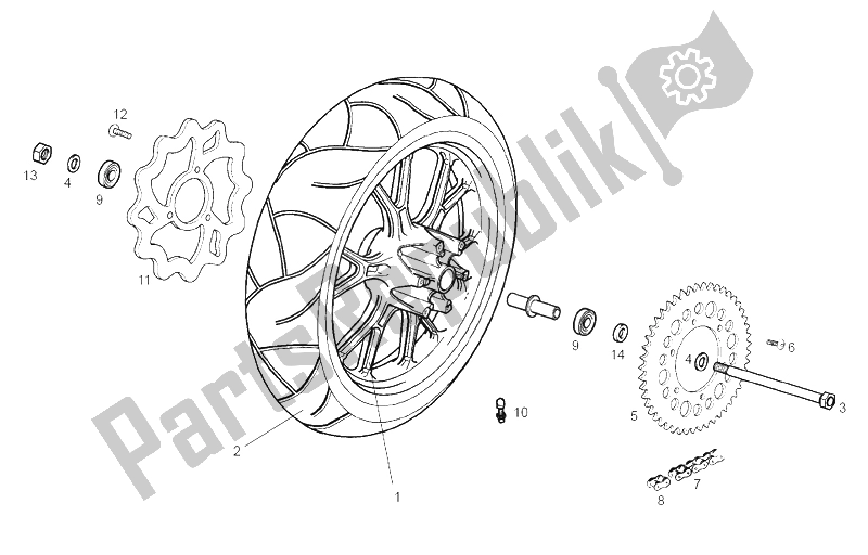 All parts for the Rear Wheel of the Derbi Senda 50 SM DRD Racing LTD Edition E2 2007