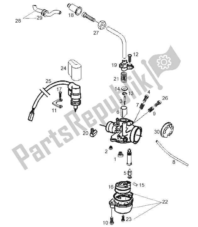 Alle onderdelen voor de Carburateur (2) van de Derbi Boulevard 50 CC 2T E2 2009