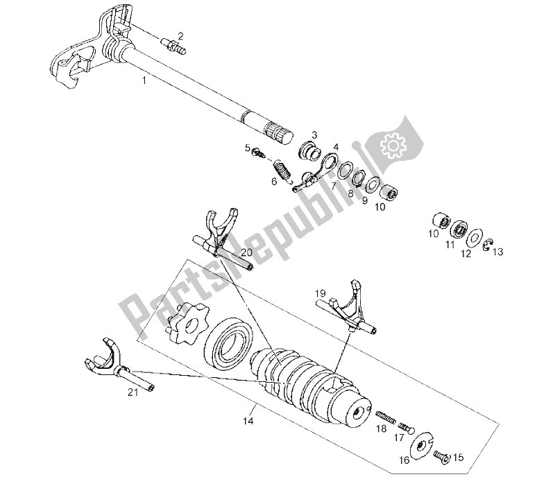 All parts for the Selector of the Derbi Mulhacen 659 E2 E3 2006