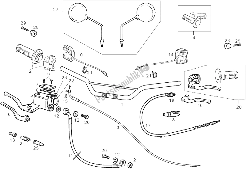 Toutes les pièces pour le Guidon - Commandes du Derbi Senda 125 SM 4T Baja E2 2006