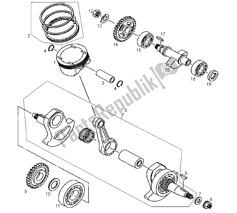 All parts for the Piston of the Derbi Mulhacen 659 E2 E3 2006