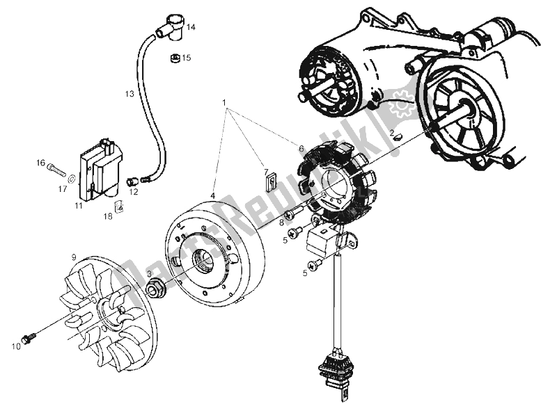 Wszystkie części do Cdi Magneto Assy Derbi Atlantis 4T 50 CC E2 2007