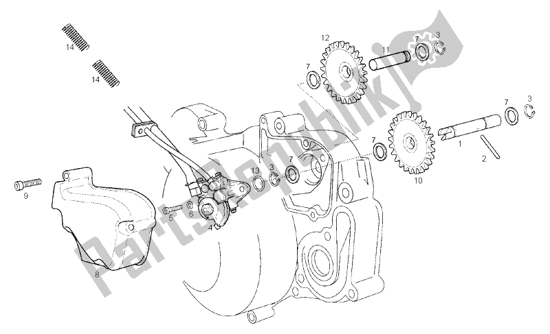 All parts for the Oil Pump of the Derbi Senda 50 SM X Race E2 3 Edicion 2007