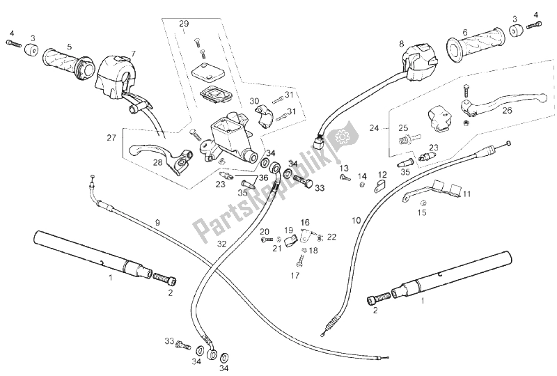 All parts for the Handlebar of the Derbi GPR 125 4T E3 2009