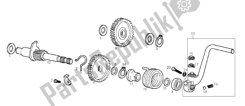 All parts for the Starter Assembly of the Derbi Senda 50 R X Trem E2 2 Edicion 2005