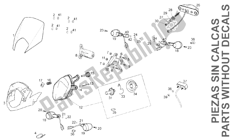 Todas las partes para Luces de Derbi Senda 125 R 4T Baja E3 2007