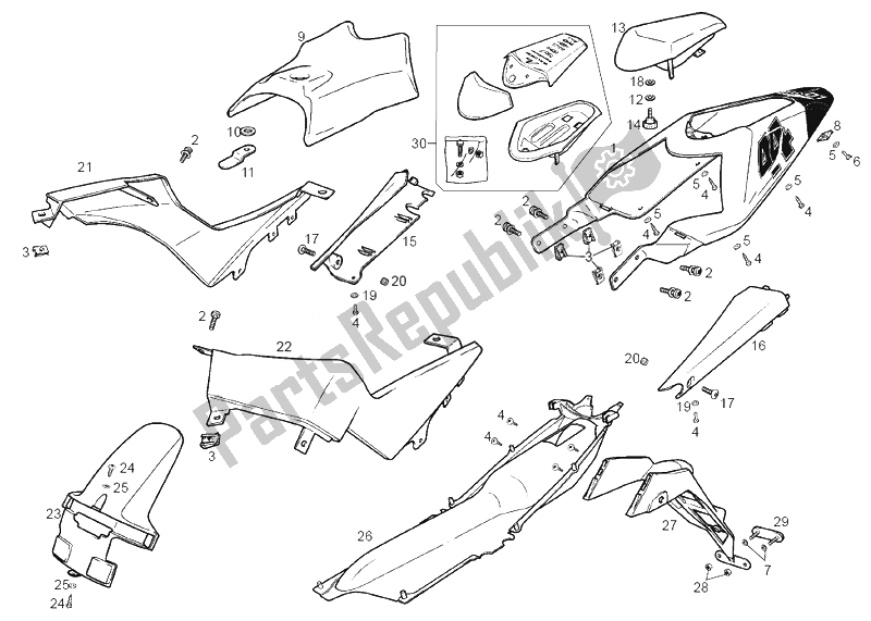 Toutes les pièces pour le Cadre (3) du Derbi GPR 50 R E2 Replica 2 VER 2008