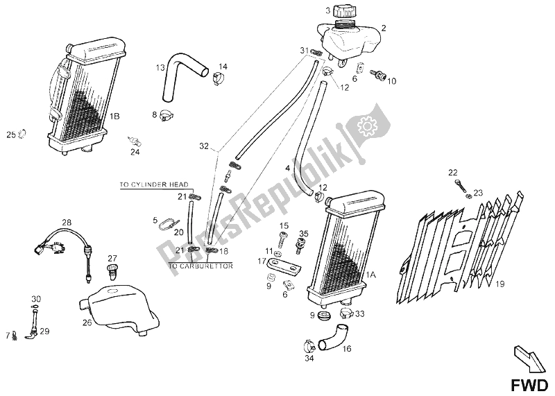 All parts for the Cooling System of the Derbi Senda 50 SM X Race E2 3 Edicion 2007