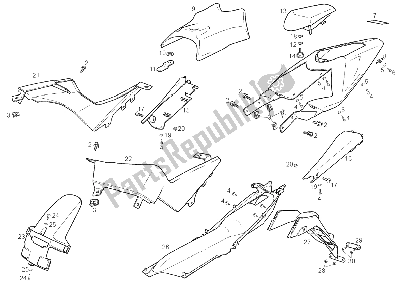 Todas as partes de Quadro (3) do Derbi GPR 50 Racing E2 2A Edicion 2004