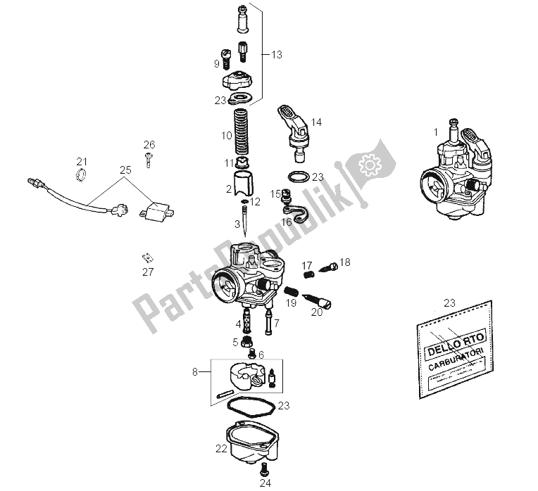 Alle onderdelen voor de Carburateur van de Derbi Senda 50 R DRD Racing E2 3A Edicion 2004