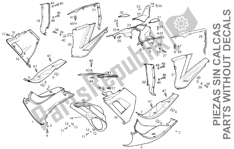 All parts for the Body (2) of the Derbi GP1 250 CC E2 3 VER 2006
