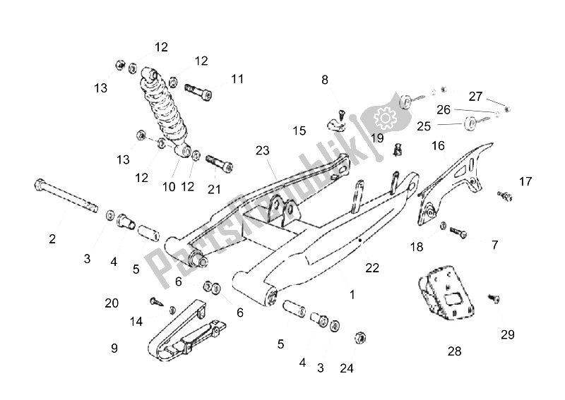 All parts for the Swing Arm - Shock Absorber of the Derbi Senda 50 SM DRD X Treme LTD Edition 2T E2 2013