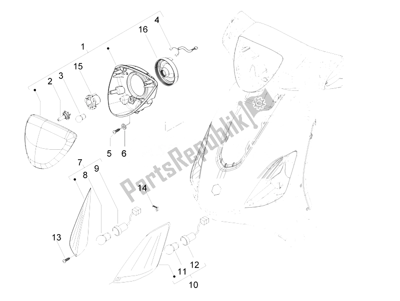 Toutes les pièces pour le Phares Avant - Clignotants du Derbi Boulevard 100 CC 4T 2010