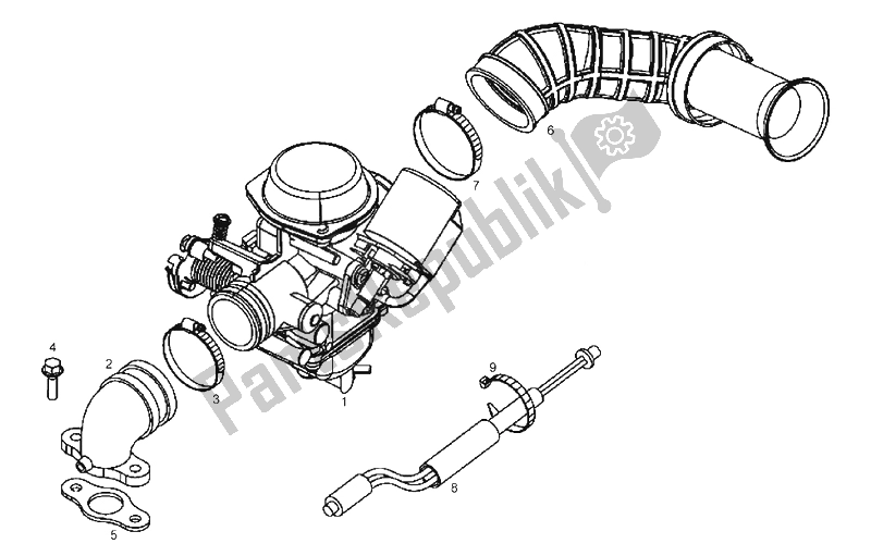 All parts for the Carburettor (3) of the Derbi Boulevard 125 CC 4T E3 2008