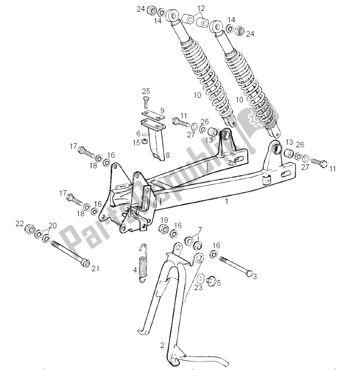 All parts for the Swing Arm - Shock Absorber of the Derbi Variant Start Courier E1 50 2003