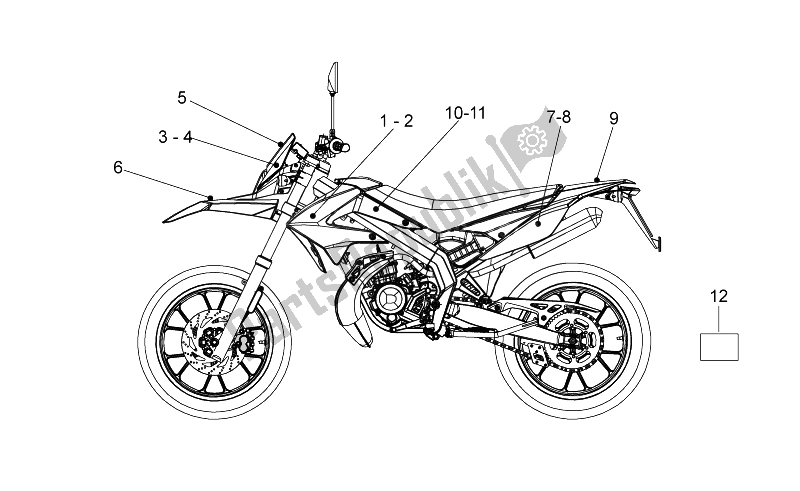 Alle onderdelen voor de Stickers van de Derbi Senda SM DRD X Treme 50 2T E2 Limited Edition 2014