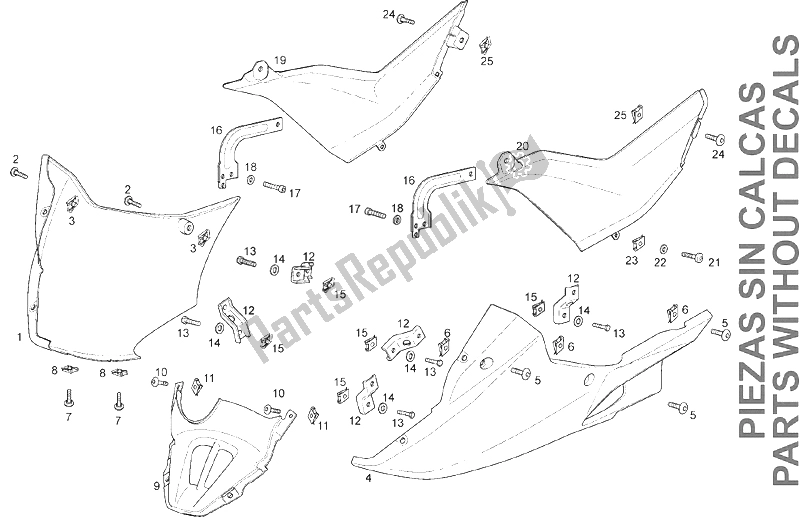 Toutes les pièces pour le Corps (3) du Derbi GPR 50 2T E2 2009