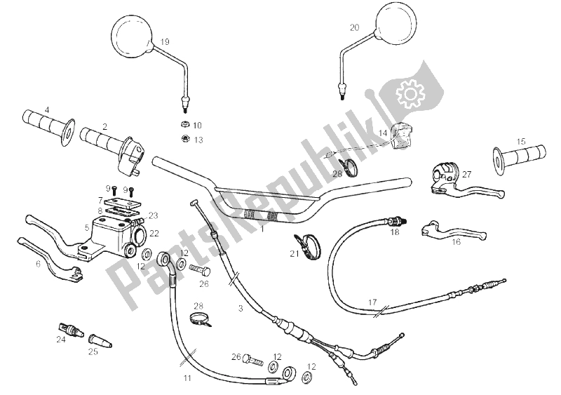 All parts for the Handlebar - Controls of the Derbi Senda 50 R X Trem 2T E2 2010