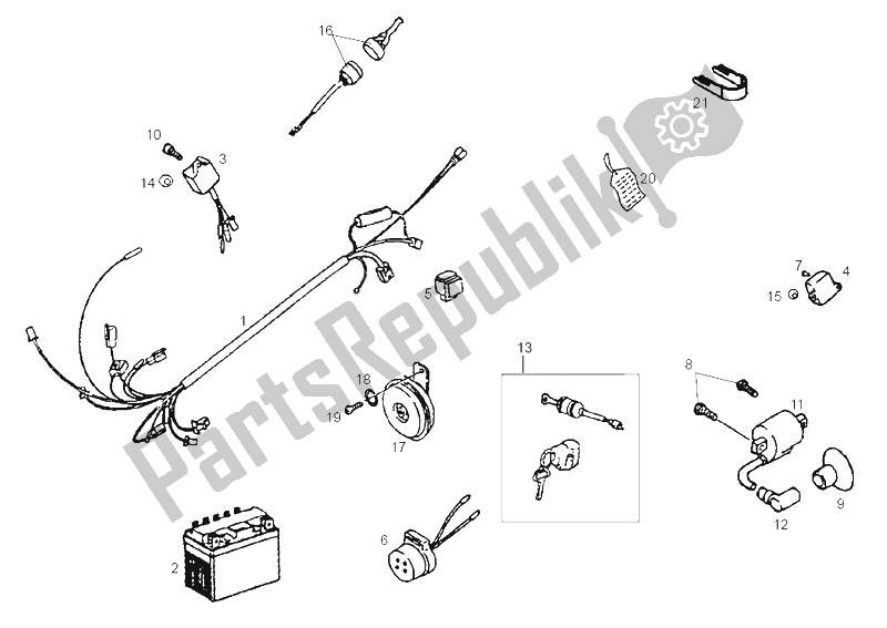 All parts for the Electrical System of the Derbi DFW 50 CC E2 2005