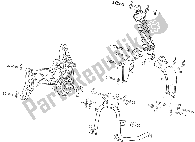 All parts for the Shock Absorber of the Derbi GP1 250 CC E2 3 VER 2006