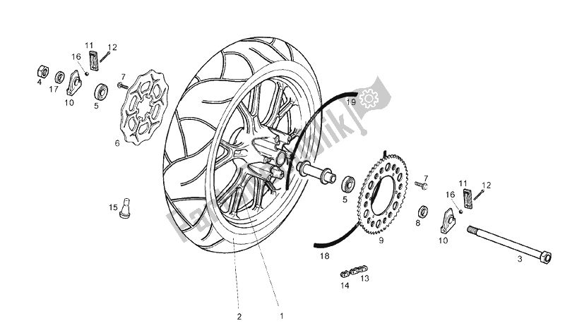 Toutes les pièces pour le Roue Arrière du Derbi Senda 50 HYP DRD EVO E2 LTD Edition 2008